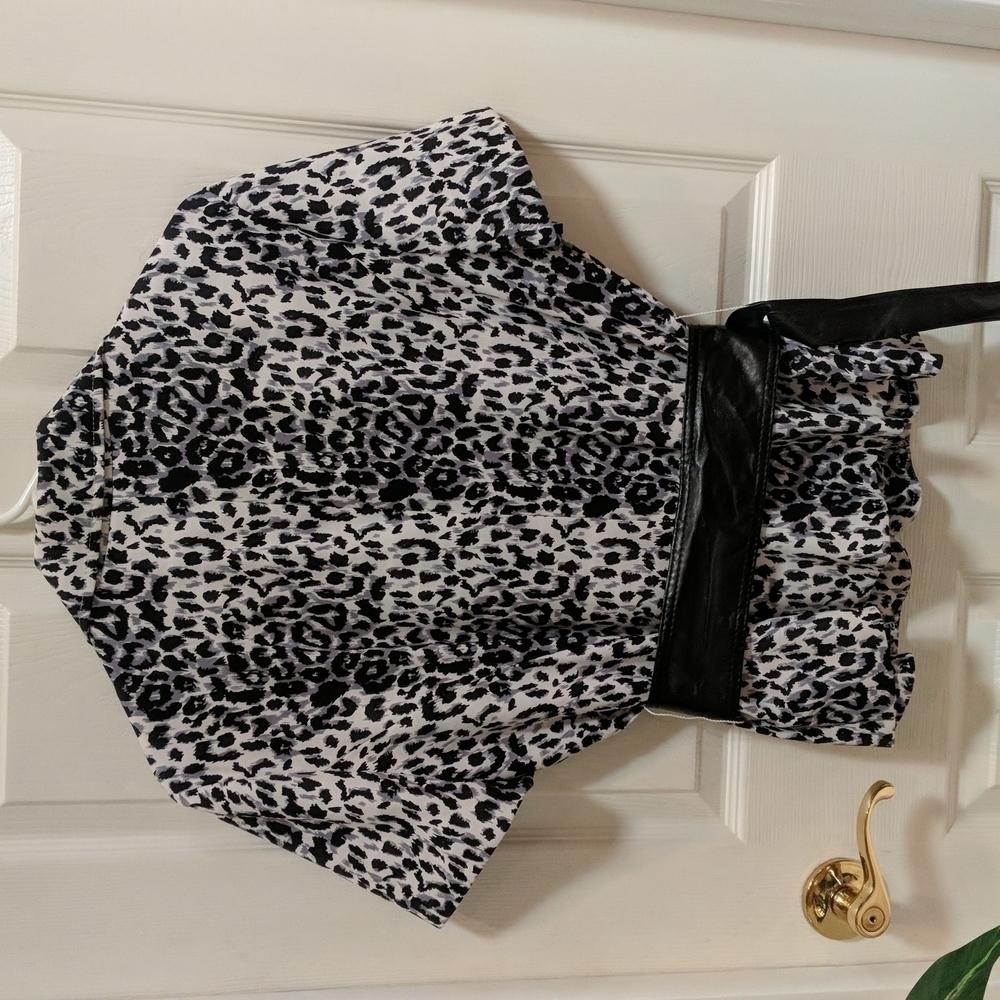 First Option Women's Animal Print Lined Blazer with Belt Size Large - Picture 6 of 7